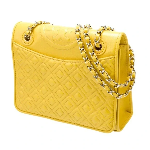Tory Burch Alexa Yellow Leather Logo Convertible Bag - Picture 1 of 16
